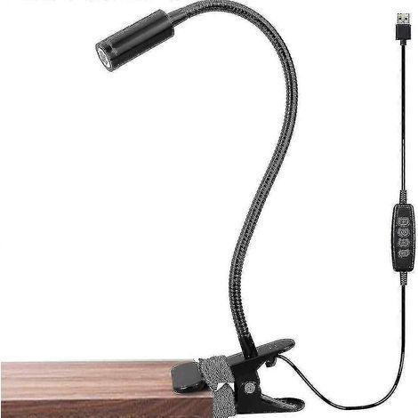 Lampe de lecture à pince, lampe de bureau USB protectrice pour les yeux, à utiliser comme lampe de chevet ou lampe de tête de lit. (1/3)