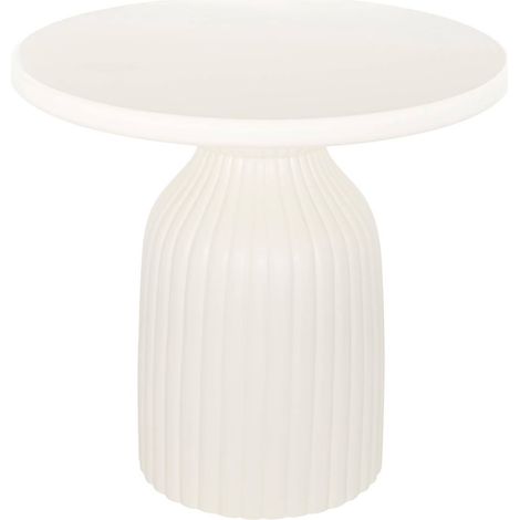 Table d'appoint basse et ronde coloris ivoire - Diamètre 55 x Hauteur 50 cm
