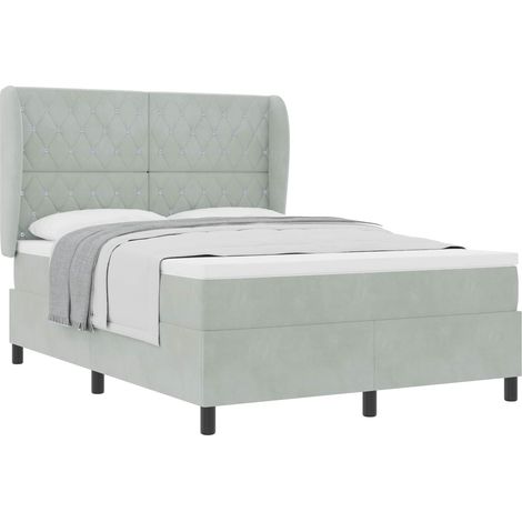 Maison Exclusive - Letto a molle con materasso Grigio chiaro 200 x 140 cm Velluto