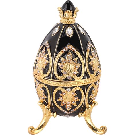 Ornements d'œufs de Pâques uniques en acier de style royal, incrustés de strass, convenant à la décoration et au rangement de bijoux. (1/4)