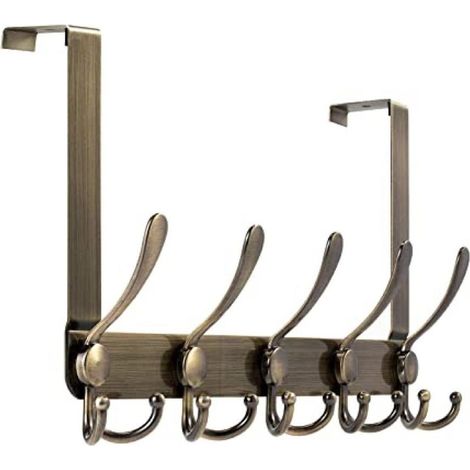 Porte-manteau de porte en acier inoxydable, 15 crochets, pour cuisine, salle de bain, couloir ou chambre KLB