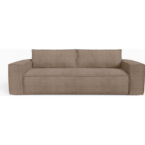 Canapé convertible express matelas Dunlopillo 160cm 3 places en velours côtelé taupe (1/5)