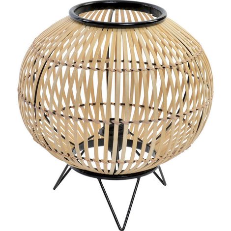 Lampe de table bambou naturel style tropical métal noir élégant - Bambou naturel et métal noir (1/4)