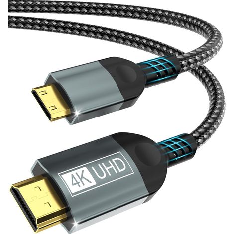 Câble Mini HDMI vers HDMI 2M, 4K@60Hz Mini HDMI 2.0 Cable Supporte HDR UHD ARC HDCP 18Gbps, Compatible avec Raspberry Pi Zero, DSLR Caméra, HDTV, Tablette, Projecteur (1/5)