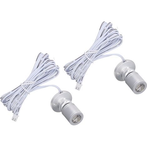 Mini dimmable 5V LED spotlight with 1 or 2 spotlights and dimmer switch for jewelry display case or porch, warm silver light (1/5)