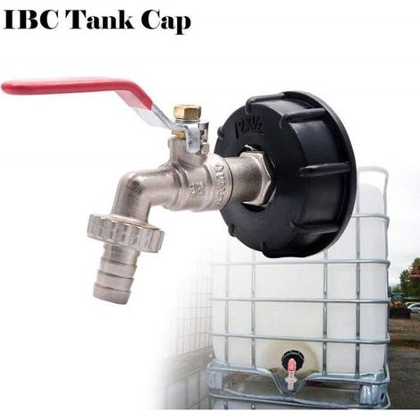 Couvercle de réservoir IBC avec robinet en laiton et fiche Snap-on 1/2" (1/4)