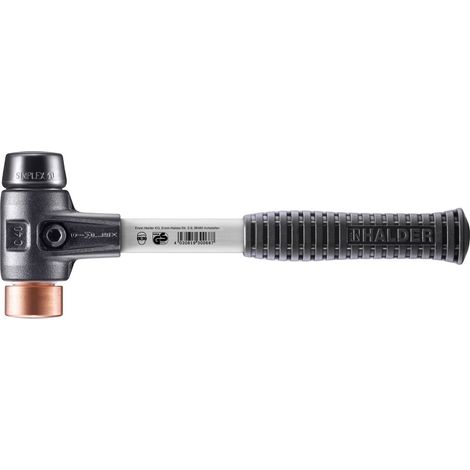 HALDER SIMPLEX Hammer aus gefülltem Gummi / Kupfer mit Gehäuse aus verstärktem Temperguss und Stiel aus Glasfaser - D=40 mm - 3724.040 (1/5)