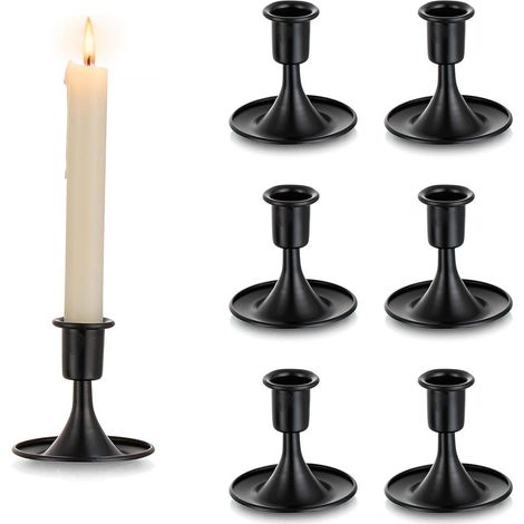Ensemble de 6 chandeliers noirs coniques, centre de table vintage, décoration d'Halloween, mariage, Noël, cheminée, décoration intérieure (1/5)