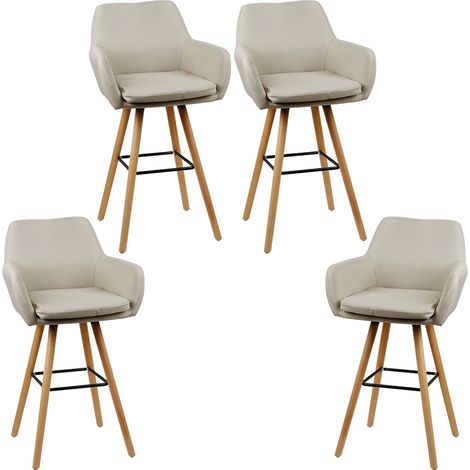 Aqrau Chaise haute de bar Linen Grant Beige 4 pcs