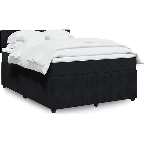 Boxspringbett mit Matratze Schwarz 160x200 cm Samt