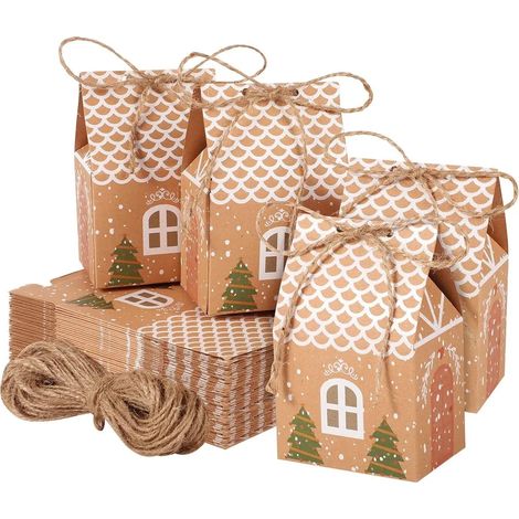 40 mini coffrets cadeaux pour les fêtes de Noël, sacs cadeaux, petites boîtes cadeaux pour friandises de Noël, petits présents pour les invités (1/5)