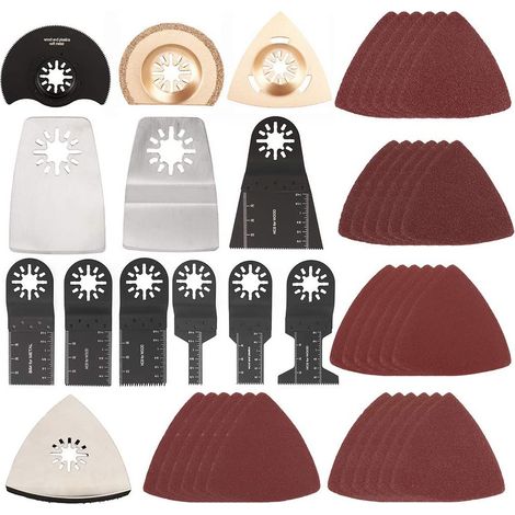 ZOLGINAH Hoja de sierra oscilante, 38 piezas, kit de accesorios multiherramienta para plástico, madera, metal, universal Fein Multimaster, Dremel, Bosch, Makita, Dewalt (1/5)