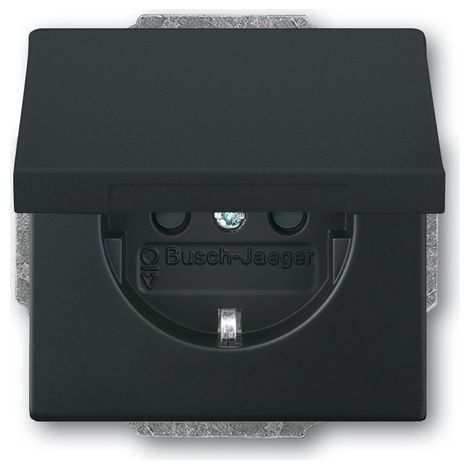 BUSCH-JAEGER 20EUK-885 PRISE DE COURANT, COUVERCLE CLAPET (SCHUKO), NOIR MAT, FUTURE (1/3)