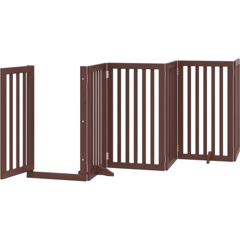 Barrière de sécurité pour chien animaux de compagnie porte pliable 9 panneaux bois de peuplier marron