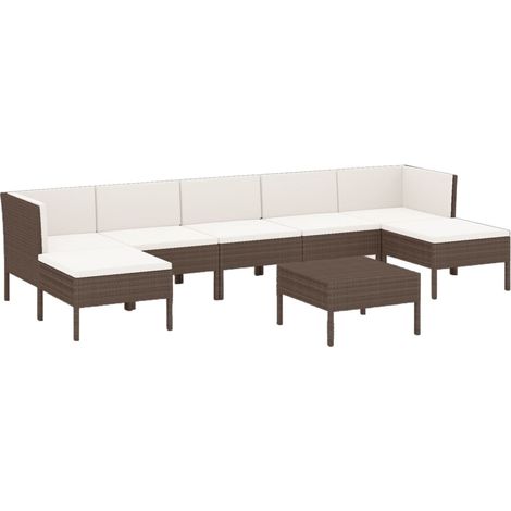 Mobili da giardino mobili da esterno Set di mobili da 8 pezzi con cuscini in resina intrecciata marrone 020017723