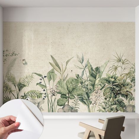 Papier peint adhésif autocollant pour salon chambre à coucher peint imprimé Installation facile Jungle tropicale 152x104 cm (1/5)