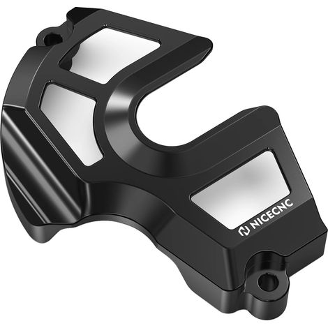 Tapa del piñón delantero, aluminio resistente, diseño de fácil inspección, color negro. (1/2)