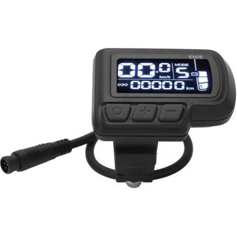 Compteur de vitesse LCD EN06 pour vélo électrique avec connecteur lumineux, câble étanche 6 broches, compatible 24 V, 36 V, 48 V et 60 V, pour guidon de 22,2 mm. (1/5)