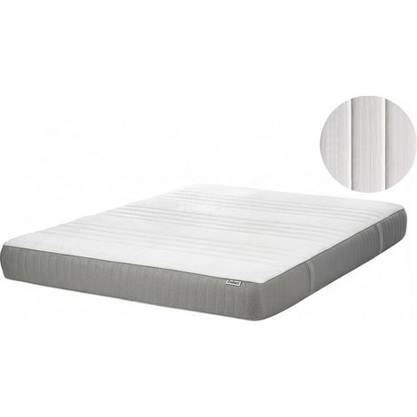 Colchón de espuma viscoelástica duro con funda extraíble de poliéster blanco y gris 140 x 200 cm Fancy (1/5)