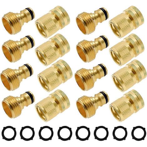Raccord rapide pour tuyau d'arrosage, kit de raccordement rapide pour tuyau d'arrosage à filetage GHT (1/5)