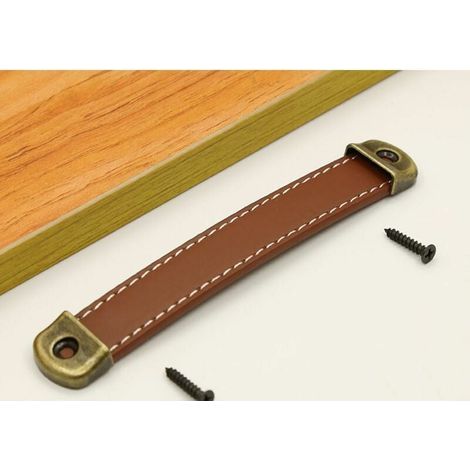 6 Pièces Poignées d'Armoire en Cuir Poignées de Tiroir de Meuble de Cuisine en Cuir Poignées de Porte de Meubles de Cuisine Poignées en Cuir avec Vis Poignées en Cuir pour Armoires de (1/5)