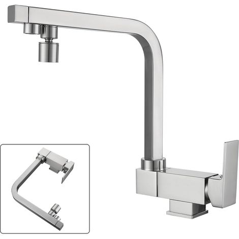 Mitigeur Cuisine Rabattable, Robinet 3 Voies Rabattable,robinet Cuisine Rabattable,Robinet De Cuisine 3 Voies,matériel En Laiton,Robinet Cuisine Pliable Sous Fenêtre (Finition Brossé) (1/5)