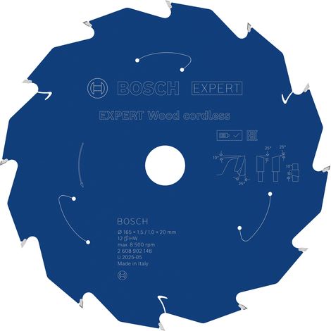 Bosch EXPERT Wood cordless Circular Saw Blade 165 x 1.5/1 x 20 mm T12 2608902148 (1/5)