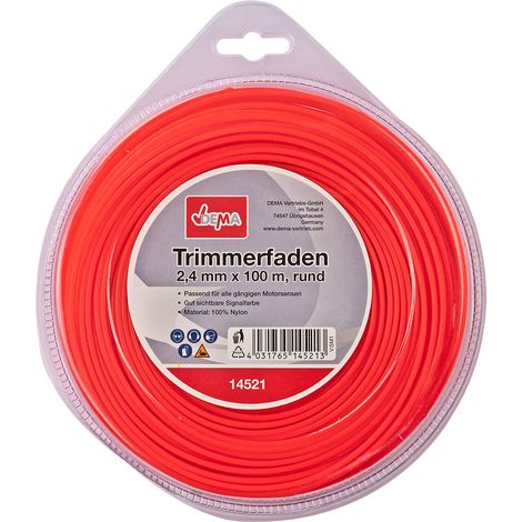 Motorsense Freischneider Trimmer Mähfaden 2,4 mm x 100 m rund Nylon Signalfarbe (1/2)