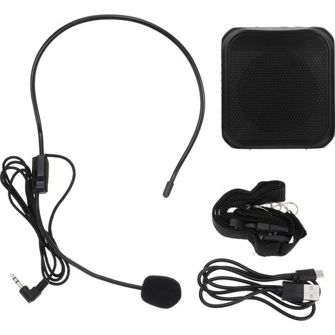 Amplificateur de Voix Portable Noir Microphone, Connexion sans Fil et Sangle Réglable, pour Enseignants et Occasions Multiples (1/5)