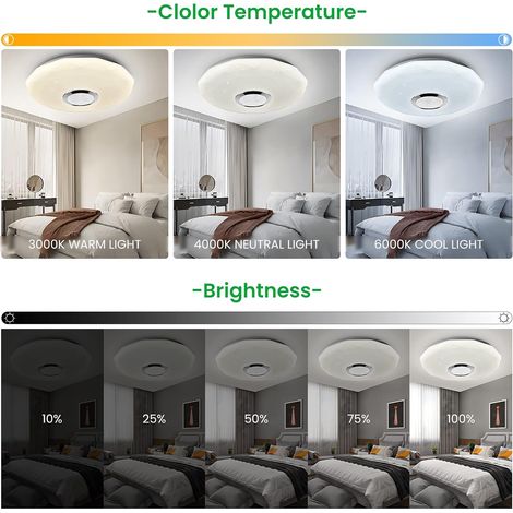 Plafonnier LED Musique 36 W 3600 lm - Lampe Plafond Avec Telecommande - Contrôle App - Haut-Parleur Bluetooth - Luminaire Plafonnier (1/5)