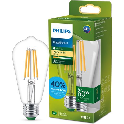 ampoule LED Ultra Efficient Classe A, 60W, format Edison, culot E27, blanc chaud 2700K (1/5)