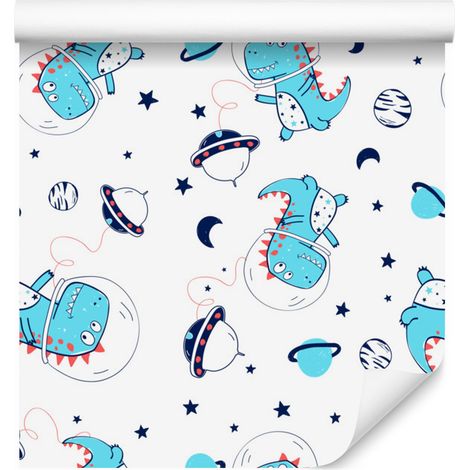 Carta da parati con dinosauri, stelle e lune per soggiorno e camera da letto, 50x1000 cm (1/5)