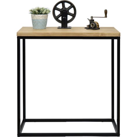Recibidor iCub Big Wood 70x35x80cm Negro en madera maciza de pino acabado vintage estilo industrial Box Furniture (1/4)