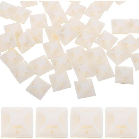 500pcs Base de Fixation pour Serrage-câble Auto-adhésive en Abs Trou de Vis, Support de Serrage-câble Blanc pour Organiser les Câbles Bureau (1/5)