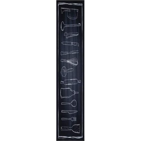 vidaXL Alfombra de cocina Negro 300 x 60 cm Terciopelo (1/5)