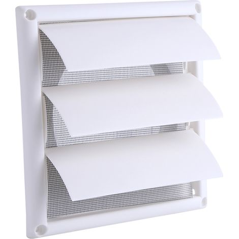 20x20 cm Wandlüftungsgitter mit Drahtgeflecht und 3 Rückschlagventilen, ideal für Kunststoff-Lüftungskanäle. (1/5)