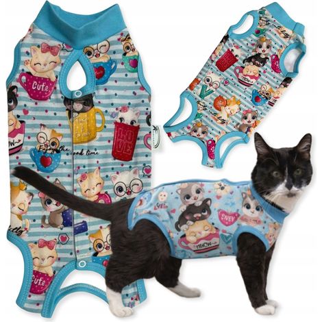 OP-Kleidung für Hunde und Katzen, Größe M. Bequeme Schürze, blau. (1/5)