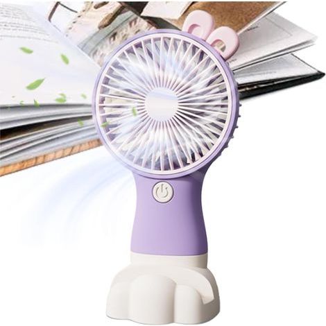 Mini ventilateur personnel – Moteur sans balais – Multi-vitesses – Double usage – Support téléphone intégré – Compatible batterie externe – Autonomie 3h – Pour voyage, camping, bureau, aéroport (1/4)