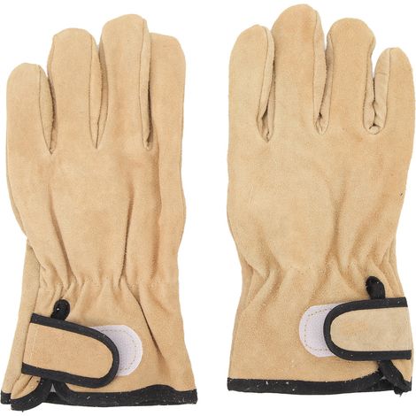 Gants de travail en cuir de vache, doublure polyester, extérieur cuir respirant, résistants à la chaleur pour barbecue, cuisson, pâtisserie - 1 paire (1/5)