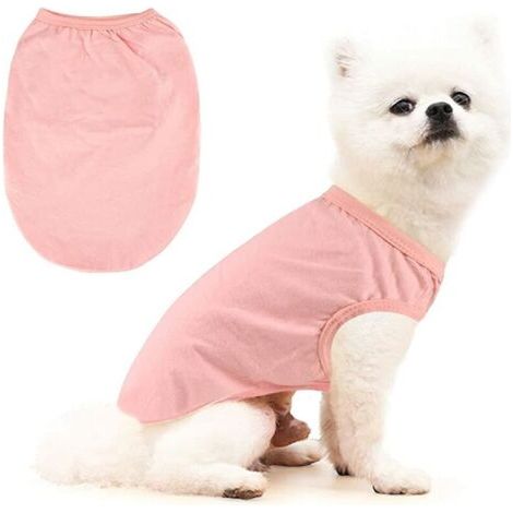 Chien Gilet T-Shirt.Chemise à Capuche Chemise de Débardeur de Chiot Habillement pour Petit Chiens Moyens Chats Peluche Yorkie Chats Chaton Rose Gris (1/5)