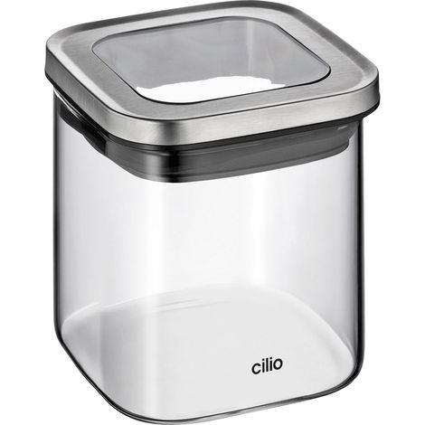 Recipiente de cocina, vidrio borosilicato/acero inoxidable, 10 x 10 x 10 cm, 0,65 l / Cilio (1/3)