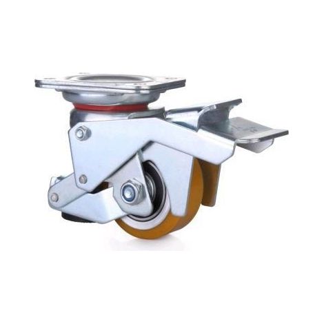 Roulette pivotante avec patin d'immobilisation intégré diamètre 75 - 350 Kg