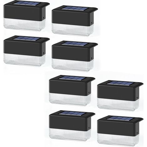 8 Pack Solar Railing LED Lights, Solar Lights Outdoor, Solar Step Light Waterproof Solar Step Light Used for Stairs, Fence, Deck, Garden, Patio Y (1/5)