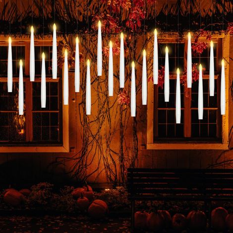 Set di 20 candele galleggianti a LED, candele elettriche tremolanti con telecomando, candele galleggianti a batteria per decorazioni domestiche, Halloween, Natale, matrimoni, chiese (grandi) [Classe e