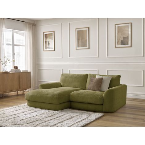 BOBOCHIC - Canapé d'angle fixe LEONORE tissu texturé Angle gauche  Vert