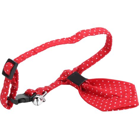Collier pour chien à pois rouges avec nœud papillon, en coton ajustable et clochette. Accessoires pour animaux de compagnie. Collier à pois rouges taille M. (1/5)