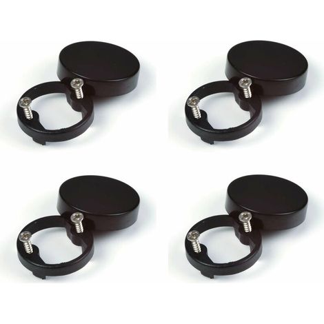 4x Cache charnière ronde pour vitre / verre en plastique à visser Décoration Vitrine Aménagement, noir (1/2)