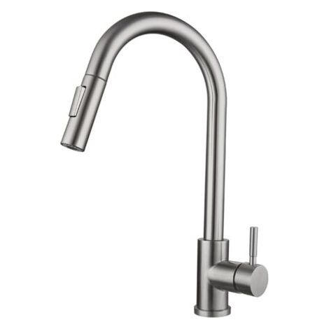 Robinet de cuisine avec douchette extractible Robinet d'évier de cuisine à arc élevé avec 2 modes de pulvérisation, robinet de cuisine commercial pivotant à 360° à levier unique en acier inoxydable, 1 (1/4)