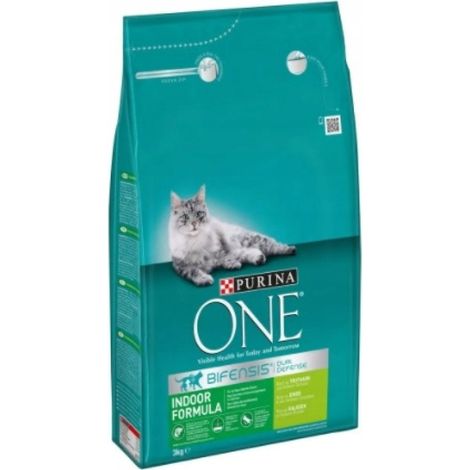 PURINA ONE INDOOR FORMULA Alimento seco para gatos con pavo 9,75 kg (1/2)
