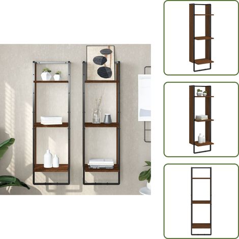 Étagère murale 3 niveaux chêne marron 30x25x100 cm - Étagère Murale - Étagère Flottante - Rangement Mural - Décoration Murale - Meuble Design (1/5)
